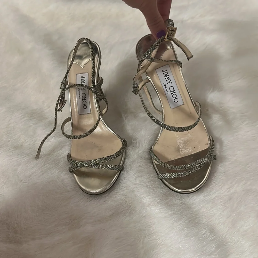 Jimmy Choo silver evening shoe size 36 / 6 - Picture 4 of 7